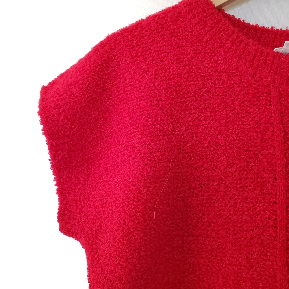Vintage 80's Beldoch Popper Red Short Sleeve Sweater - Picture 3 of 10